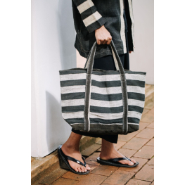 Black & white stripe tote bag