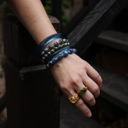 Kyanite stone bracelet with gold vermeil spacers-19 cm.