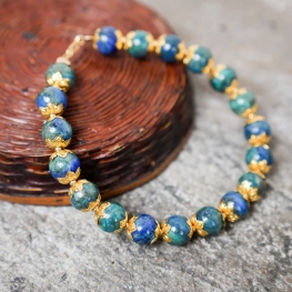 Kyanite stone bracelet with gold vermeil spacers-20 cm.