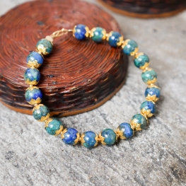 Kyanite stone bracelet with gold vermeil spacers-19 cm.