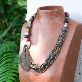 Silver necklace with mixed beads