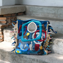 Thron and thread hand-stitched natural dyed bag - 1