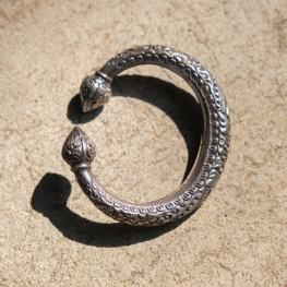 Antique silver lotus head bracelet