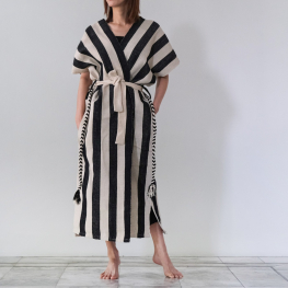 Karen B&W stripe robe