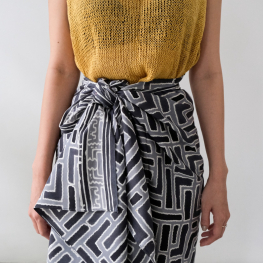 Batik sarong, black & grey