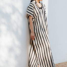 Karen Dress (black and natural stripes)