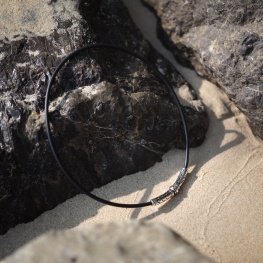 Necklace, genuine rubber, 925 sterling silver, cosmos polar