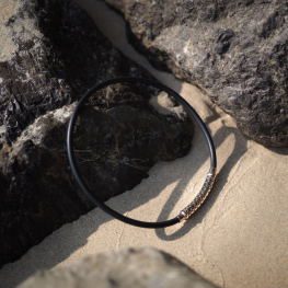 Necklace, genuine rubber, 925 sterling silver, ocean