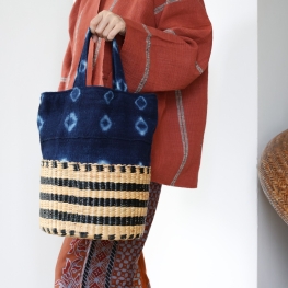 Indigo basket bag with strap