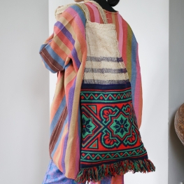 Ethnic bag with white striped piad