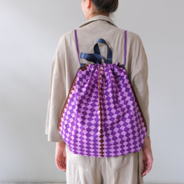 Lahu applique hand-stitched bag, lavender & true purple