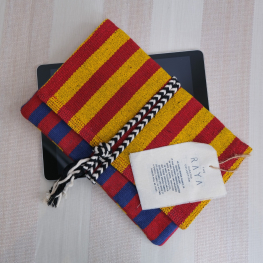Karen, yellow-red stripe hand woven tablet bag