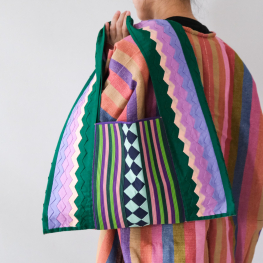 Lahu applique hand-stitched Yam, green & pink