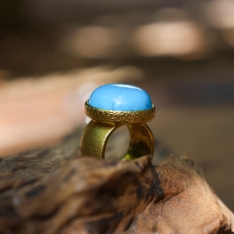 Hill tribe turquoise gold-plated silver ring