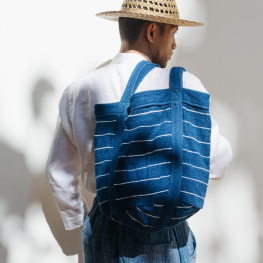 Blue & white stripe cotton bag