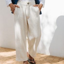 Handwoven cotton pants, natural