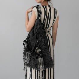 Black fringe hemp with hand woven strap bag