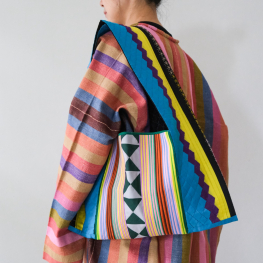 Lahu applique hand-stitched Yam, sky blue & yellow