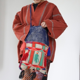 Ethnic bag with indigo piad