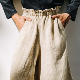 Wild-legged natural hemp pants 