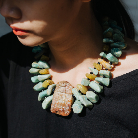 Natural Amazonite & Lapis Beads Necklace