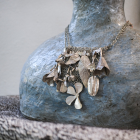 Silver necklace - floral