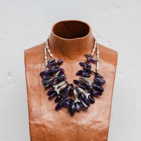 Silver necklace & amethyst stone