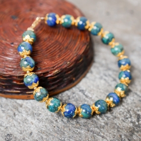 Kyanite stone bracelet with gold vermeil spacers-20 cm.