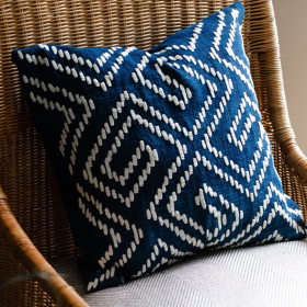 Embroidery cushion cover- Indigo