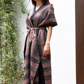 Karen Dress (Cinnamon and black stripes)