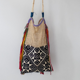 Vine with Laos old fabric & colourful tassel bag