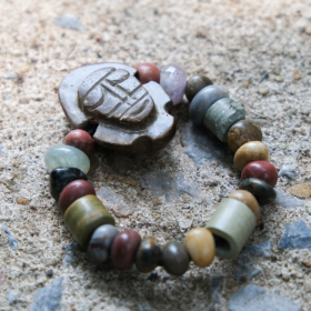 Thai natural stones, prehnite, jasper and agate bracelet