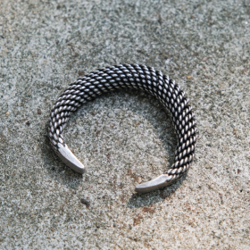 Blackened woven silver bracelet