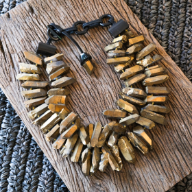 Golden quartz prism necklace