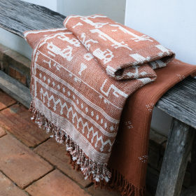 Laotian handwoven cotton tablecloth