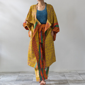 Orange & yellow batik kimono top 