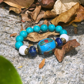 Natural stone bracelet with Tibetian bead 