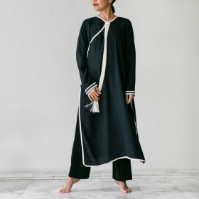 Yao Latan, ethnic tribe style dress - black