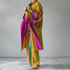 Yellow & pink batik kimono top 