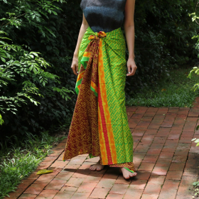 Green & brown hand-painted batik sarong