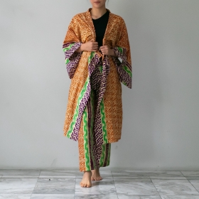 Purple & orange batik kimono top 