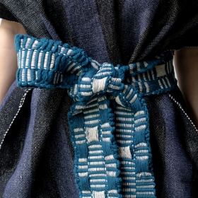 Karen cotton hand woven belt - Indigo with white pattern