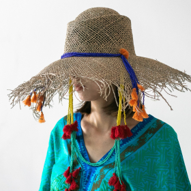 Beach hat with Karen beaded tassels