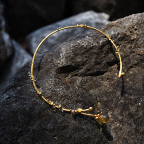 Drop of life necklace, brass with 14k gold plated, matt finishing cast resin