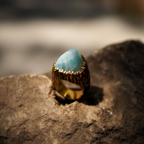 Aquamarine & gold plated silver ring