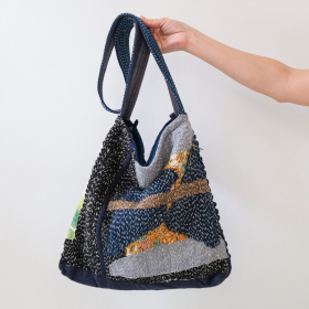 Hand stitched BORO bag R - 1
