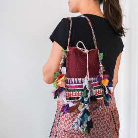 Indian pouch bag, maroon