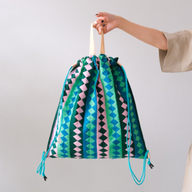Lahu applique hand-stitched bag, mint & green