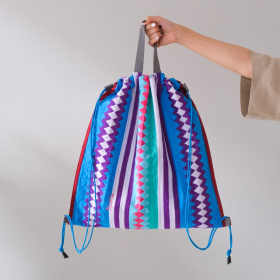 Lahu applique hand-stitched bag, blue & purple