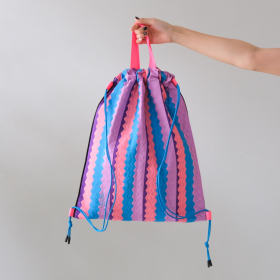 Lahu applique hand-stitched bag, pink & lavender